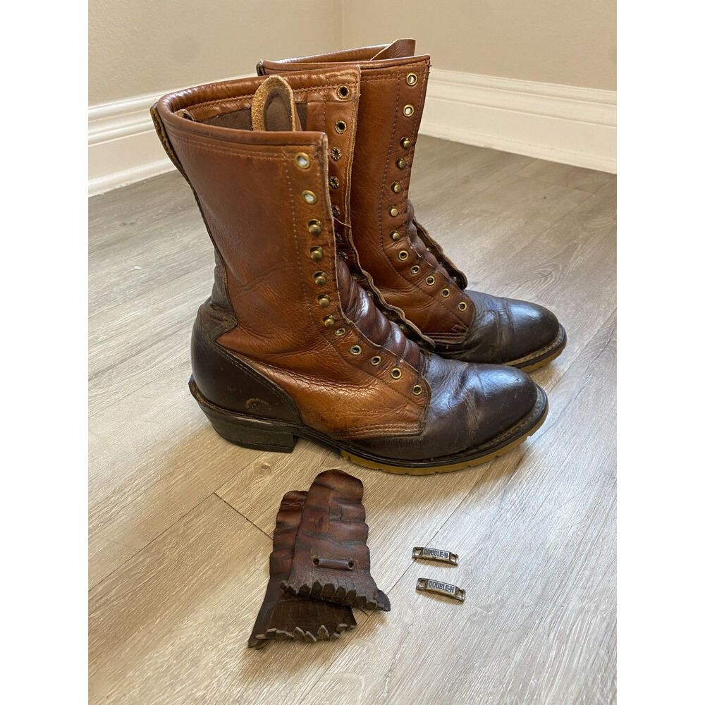 Double H 9625 Mens 8 EE Packer Lacer Boots Brown Leather Western Work USA